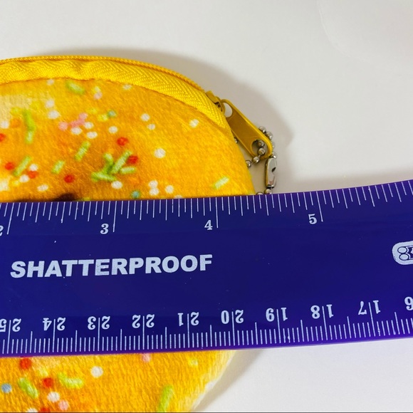 Soft plush yellow sprinkle donut coin purse key chain KAWAII - Picture 4 of 5